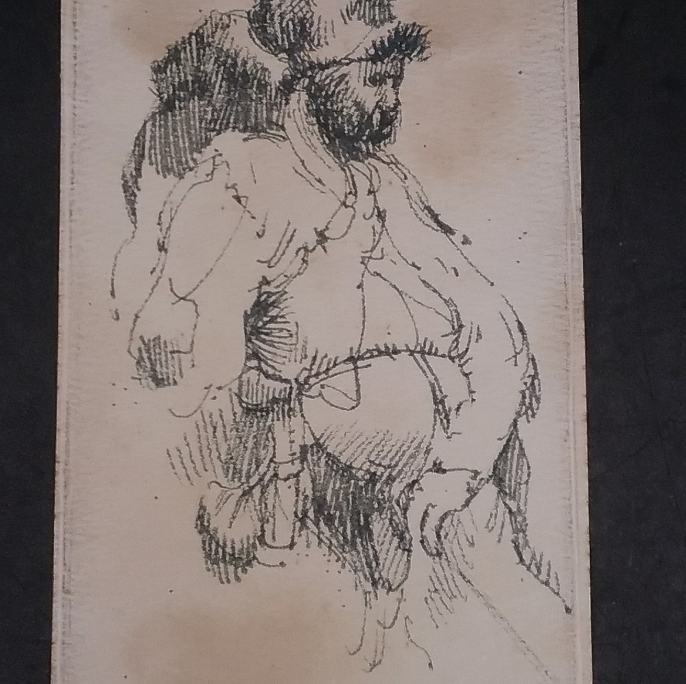 Rembrandt non-finito etching, "Man making water" ORIGINAL ETCHING